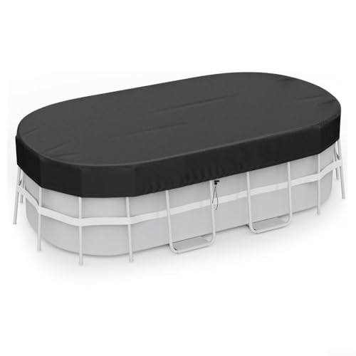 Rechteckige Poolabdeckung für oberirdische Pools, mit ovalem Solarschutz, sicherer Sitz und wetterfesten Schutz für aufblasbare und Metallrahmen-Pools (3 x 4,8 m) von Springwillfly