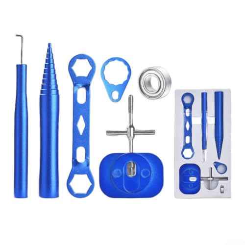Reel Bearing Pin Removal and Repair Tool Set for Fishing Reels with Metal Nut Wrench and Buckling Tool for Waterdrop Wheel Maintenance (Blue) von Springwillfly