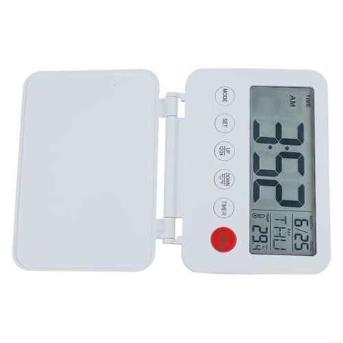 Reisewecker mit leicht ablesbarem Display, Schlummerfunktion und Temperaturfunktionen für jede Einstellung (weiß) von Springwillfly