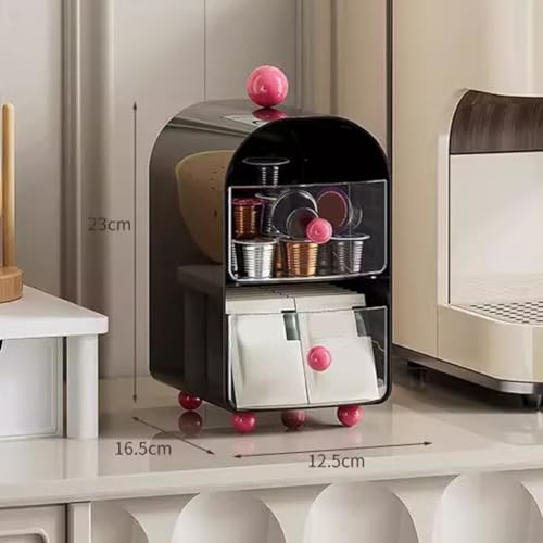 Robuste Aufbewahrungsbox für Teebeutel und Kaffee, verbessert die Organisation in Küche, Bad und Schlafzimmer und hält dem täglichen Gebrauch stand (schwarz) von Springwillfly