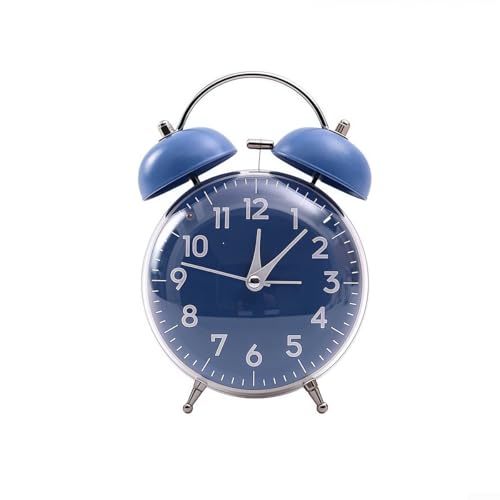 Robuster Metall-Wecker mit zwei Glocken, lauter Alarm und Nachtlicht, perfekt für den täglichen Gebrauch in jedem Raum (blau) von Springwillfly