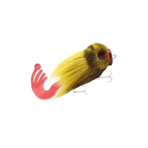 Rosewood Handgefertigter Mini-Maus-Schwimmköder für Moschus, Barsch und Hecht, mit sinkendem Hardbait Rig und natürlichem Hirschhaar für realistische Beute-Simulation (gelb) von Springwillfly