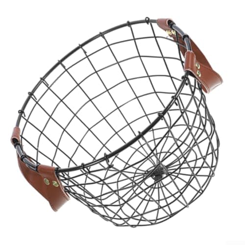 Runder Metallkorb mit Griffen, rustikaler Eisen-Kaminholz-Aufbewahrungsbehälter, Mehrzweckkorb für Brennholz und Haushaltsgegenstände (schwarz) von Springwillfly