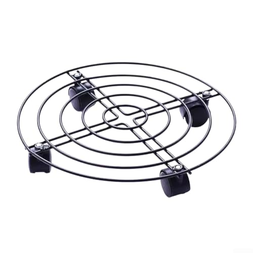 Runder mobiler Pflanzenständer aus massivem Eisen, mit Bremsrollen für Blumentöpfe (A) von Springwillfly