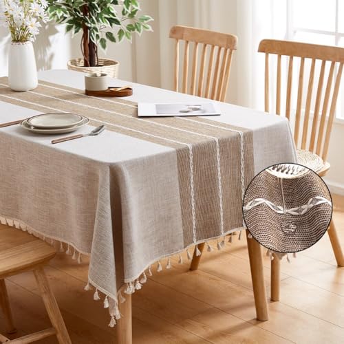 Rustikale Baumwoll-Leinen-Tischdecke bietet wasserdichten Schutz für Ihren Essbereich (Kaffee) von Springwillfly