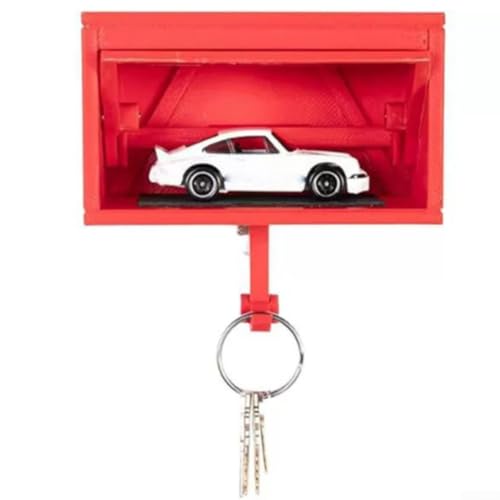 Schlüsselaufbewahrungslösung mit zu öffnender Tür für Auto für Modelle in Garage oder Eingangsbereich (rot) von Springwillfly