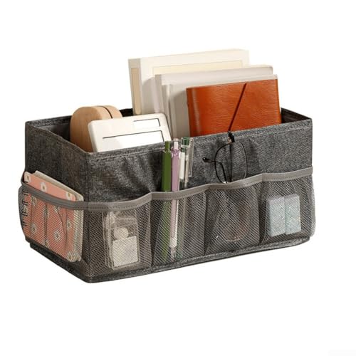 Schreibtisch-Organizer aus Stoff mit staubdichter Abdeckung, Aufbewahrungsbox mit mehreren Fächern für Kosmetik und Haushalt (Boxen (grau)) von Springwillfly