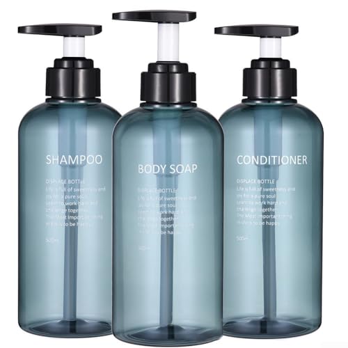 Seifenspender im nordischen Stil in einem 3er-Set mit je 500 ml Fassungsvermögen (blau) von Springwillfly
