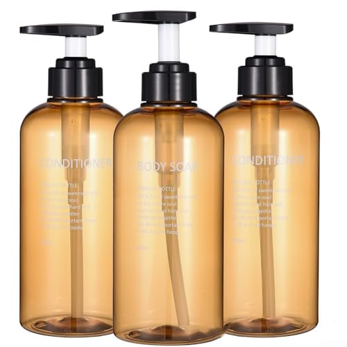 Seifenspender im nordischen Stil in einem 3er-Set mit je 500 ml Fassungsvermögen (braun) von Springwillfly