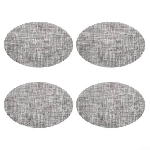 Set mit 4 hitzebeständigen Vinyl-PVC-Esstisch-Matten, 45 x 30 cm, abwischbare Tischsets für Küche oder Restaurant, wasserdicht, öldicht, Fächerform-Design (Pfeffer- und Salzgrau) von Springwillfly
