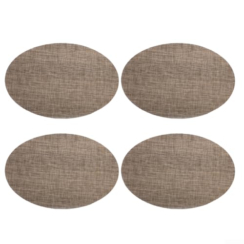 Set mit 4 hitzebeständigen Vinyl-PVC-Esstisch-Matten, 45 x 30 cm, abwischbare Tischsets für Küche oder Restaurant, wasserdicht, öldicht, Fächerform-Design (braun) von Springwillfly