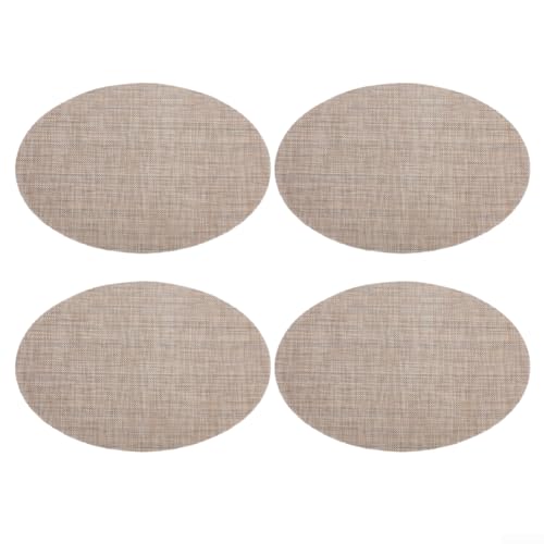 Set mit 4 hitzebeständigen Vinyl-PVC-Esstisch-Matten, 45 x 30 cm, abwischbare Tischsets für Küche oder Restaurant, wasserdicht, öldicht, fächerförmiges Design (Flachs) von Springwillfly