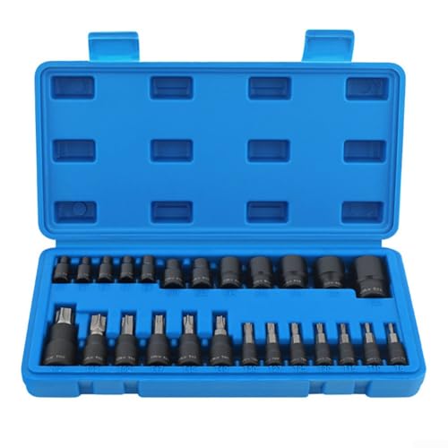Springwillfly 25-teiliges Bit-Steckschlüssel-Set E-Typ T8-T60 Stern-Bits E4-E22 Innengewinde Chrom-Vanadium-Stahl Schraubendreher Schraubenschlüssel Werkzeugsatz Springwillfly 25-teiliges Bit-Steckschlüssel-Set E-Typ T8-T60 Stern-Bits E4-E22 Innengewinde Chrom-Vanadium-Stahl Schraubendreher Schraubenschlüssel Werkzeugsatz von Springwillfly