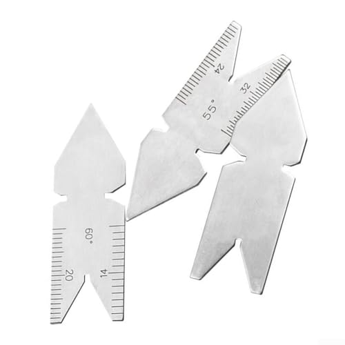 Springwillfly 3-teiliges Gewinde-Mittellehre-Set, Edelstahl, 55 60 Grad, Messschablonen-Werkzeug für Werkstatt-Layout-Werkzeug von Springwillfly
