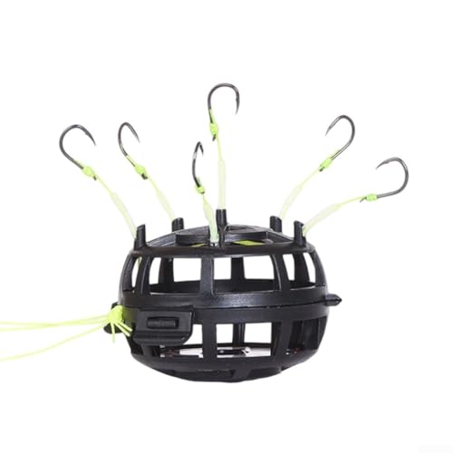 Springwillfly Angelhaken Köderkäfig Feeder Set mit aufwärts Haken Design PE Schnur Boden Angelgerät für Karpfen Tilapia Grün Gras Fisch (5# 4er-Pack) von Springwillfly
