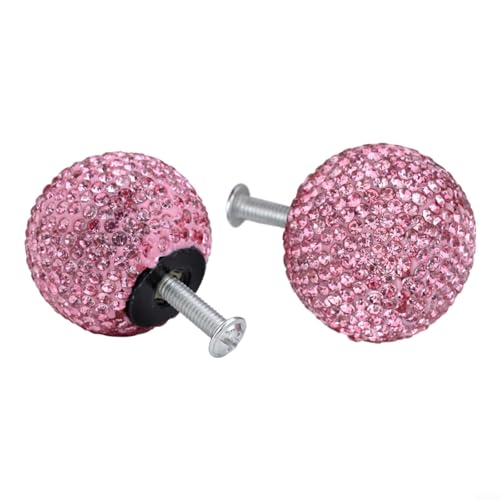 Springwillfly Chic Schrankgriffe in Kugelform mit Strasssteinen für den Kleiderschrank, 2 Stück (Rosa) von Springwillfly