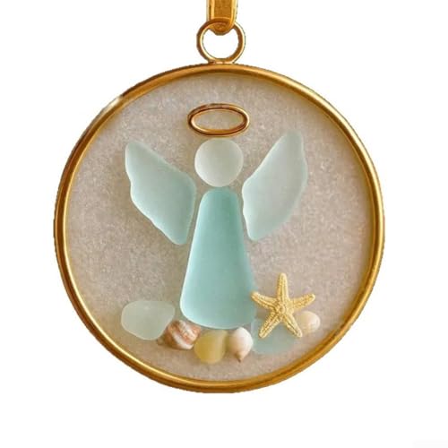 Springwillfly Coastal Sea Glas Krippe Weihnachten Ornament mit Muscheln und Seestern für Strand Thema Baum (D) von Springwillfly