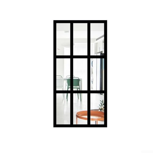 Springwillfly Dekorativer 3D-Imitat Fenster Wand Spiegel Aufkleber Holzrahmen Acryl Reflektierend Selbstklebend Installation Home Decor Kunst 17.38.7 Zoll (Schwarz) von Springwillfly