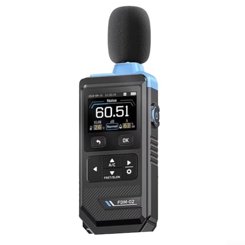 Springwillfly Digitales Geräuschmessgerät FDM-02 Schallpegeldetektor 30-130dB Reichweite Temperatur Luftfeuchtigkeit Monitor 1500mAh Akku tragbar von Springwillfly