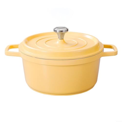Springwillfly Doppelgriff Emaille Kochtopf Legierung Kochgeschirr Küche Suppentopf mit Wärmeverteilung für Zuhause Kochen (Gelb 20 cm) von Springwillfly
