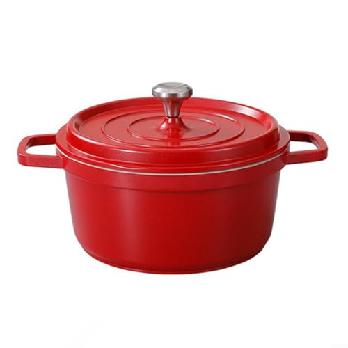 Springwillfly Doppelgriff Emaille Kochtopf Legierung Kochgeschirr Küche Suppentopf mit Wärmeverteilung für Zuhause Kochen (rot 20 cm) von Springwillfly