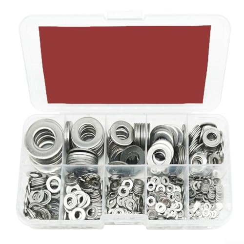 Springwillfly Edelstahl-Unterlegscheiben-Set, Metall, flach, Abstandshalter, Befestigung, Hardware-Kit für Möbelmontage, Werkstattprojekte (200 Stück) von Springwillfly