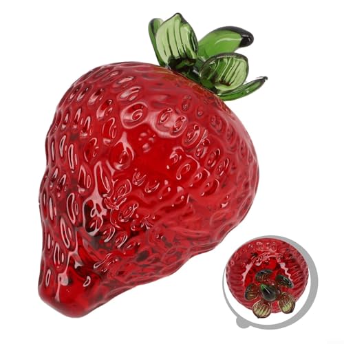 Springwillfly Erdbeerfigur Tischdeko Ornament Rotglas Obstskulptur mit grünen Blättern Home Office Desktop Display Springwillfly Erdbeerfigur Tischdeko Ornament Rotglas Obstskulptur mit grünen Blättern Home Office Desktop Display von Springwillfly