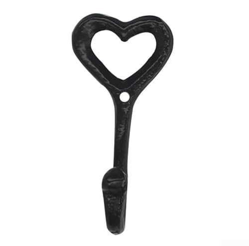 Springwillfly Funktionale herzförmige Haken aus Gusseisen, 12 cm, Wandmontage zum Aufhängen von Handtüchern und Kleidern, 1 oder 4 (1 Stück) von Springwillfly