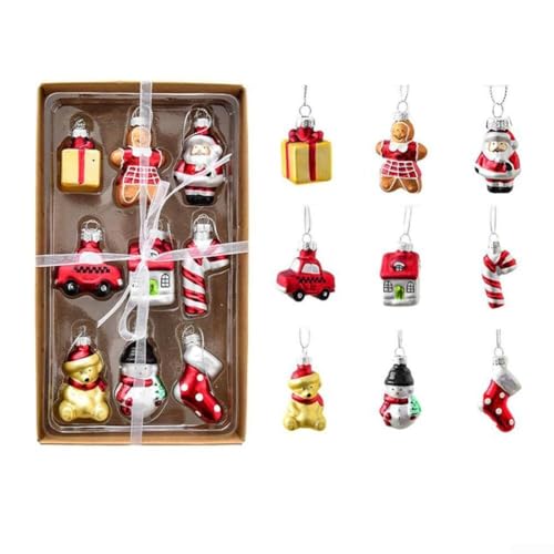Springwillfly Glas Weihnachten Schneemann Ornament Haus Auto Serie Urlaub Baumschmuck Festliche Party Dekor Saisonal Zubehör (Haus Auto Serie B) von Springwillfly