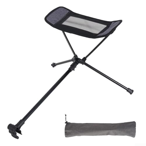 Springwillfly Kompakte zusammenklappbare Fußstütze für Campingstühle, Hängematten, Strandsitze, Aluminium, Oxford-Stoff, grau, Outdoor-Zubehör, 48,5 x 47,5 x 35 cm (grau) von Springwillfly