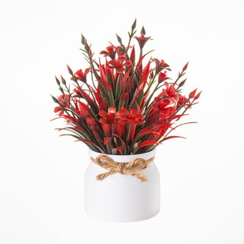 Springwillfly Künstliche Mini-Topfpflanzen, dekorative künstliche Lavendelblüten mit rustikalem Behälter für den Tisch (D) von Springwillfly