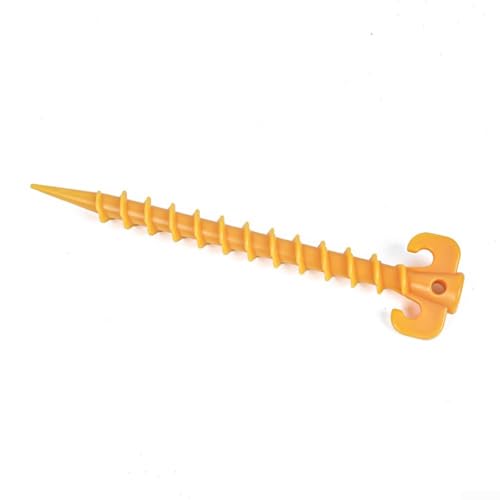 Springwillfly Kunststoff-Erdspieße mit Gewinde, 20 cm, gelb, Zelt, Baldachin, Anker, Outdoor, Camping, winddicht, Strand, 50 Stück (Gewinde 20 cm) von Springwillfly
