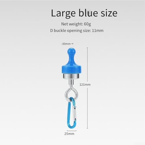 Springwillfly Magnethaken für Campingausrüstung mit sicherem D-Ring zur einfachen Befestigung (groß, blau) von Springwillfly