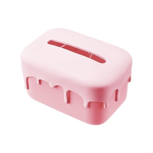 Springwillfly Niedliche und stilvolle attraktive Taschentuchbox mit Feder und rutschfester Unterseite, Papierbox, 9,5 x 13 x 10 cm (Rosa) von Springwillfly