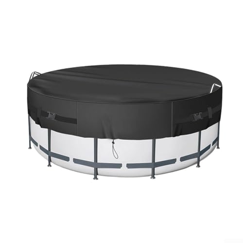 Springwillfly Runde Poolabdeckung für 2,4 m / 3,4 m / 3,6 m große Pools, hergestellt aus 210D Oxford-Tuch, hilft Wärme zu speichern und minimiert Verdunstung, einfach zu sichern (2,4 m) von Springwillfly