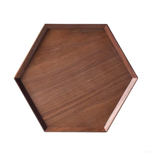 Springwillfly Sechseckiges Servierbrett aus Holz, dekoratives Tablett mit gebogenen Kanten, für Küche, Wohnzimmer, Esstisch, Mittelstück (26 cm) von Springwillfly