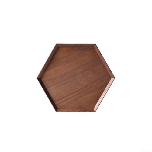 Springwillfly Sechseckiges Servierbrett aus Holz, dekoratives Tablett mit gebogenen Kanten, für Küche, Wohnzimmer, Esstisch, Tafelaufsatz (18 cm) von Springwillfly