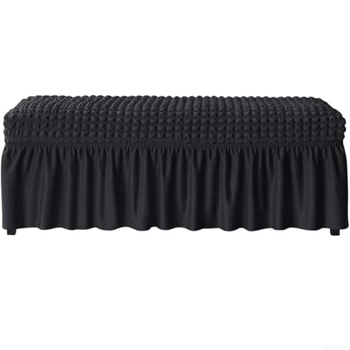 Springwillfly Seersucker-Stoff Esszimmerbankabdeckung Möbelschutz auslaufsicherer Stretchstoff für Stuhlbank (schwarz) von Springwillfly