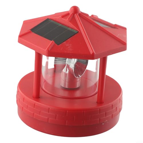 Springwillfly Solar Rotierender Leuchtturm, Landschaftslichter, Gartenbeleuchtung, wasserdicht, LED, weißes Licht, Straßenlaterne, 11 x 10 x 11 cm (rot) von Springwillfly
