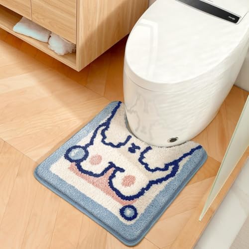 Springwillfly Weicher Mikrofaser-WC-Vorleger mit saugfähigen Plüschfasern und rutschfester Unterseite, maschinenwaschbar (Hase) von Springwillfly