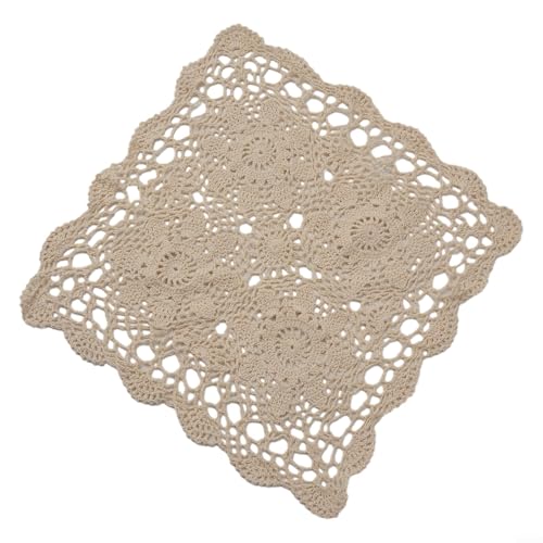 Stilvolle Häkel-Tischdecke für quadratische Tische für Ess- und Heimdekorationsprojekte (40 x 40 cm, Beige) von Springwillfly