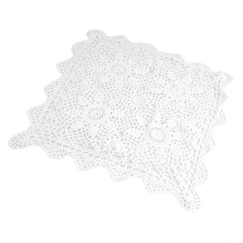 Stilvolle Häkel-Tischdecke für quadratische Tische für Ess- und Heimdekorationsprojekte (40 x 40 cm, weiß) von Springwillfly