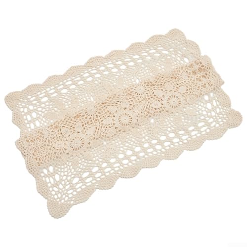 Stilvolle Häkel-Tischdecke für quadratische Tische für Ess- und Heimdekorationsprojekte (60 x 60 cm, Beige) von Springwillfly