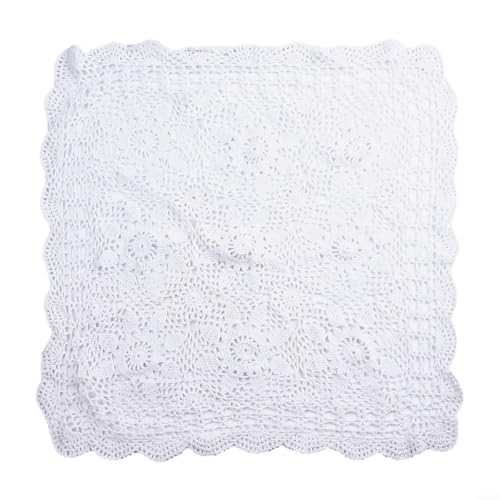 Stilvolle Häkel-Tischdecke für quadratische Tische für Ess- und Heimdekorationsprojekte (60 x 60 cm, weiß) von Springwillfly