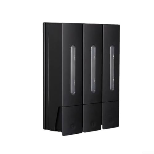 Stilvoller Seifenspender zur Wandmontage, 3-Kammer-Design für Haarwäsche, hält bis zu 400 ml Flüssigkeit (schwarz) von Springwillfly