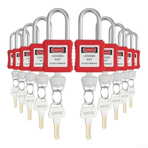 Tagout-Schloss mit wiederbeschreibbarem Etikett für einfache Verwaltung, 10-teiliges Sicherheits-Vorhängeschlösser-Set von Springwillfly