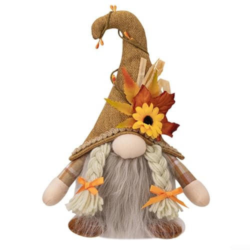 Thanksgiving Handgefertigte Zwerg Plüschpuppe Ornamente für Herr und Frau mit detaillierter skandinavischer Handwerkskunst, perfekt für Innen- und Außenbereich, festliche Dekoration (Damen) von Springwillfly