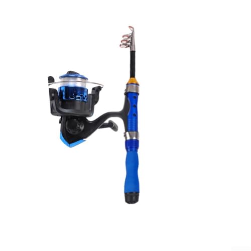 Tragbare Mini-Angelrute mit leichtgängiger Bedienung, ideal für Reiseangeln (Blau, 1 m Set) von Springwillfly
