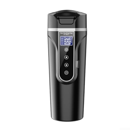 Tragbarer elektrischer Heißwasserbecher für das Auto, 500 ml Fassungsvermögen mit intelligenter Temperaturregelung (schwarz) von Springwillfly