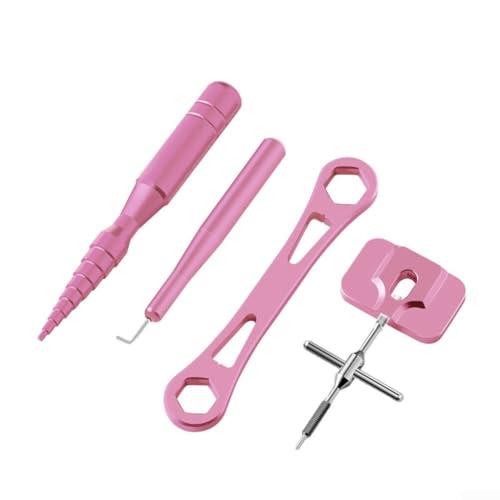 Umfassendes Angelrollen-Wartungsset mit Werkzeugen aus Aluminiumlegierung zum Entfernen von Stiften und Schraubenschlüssel in Aufbewahrungsbox (pinkes Set) von Springwillfly